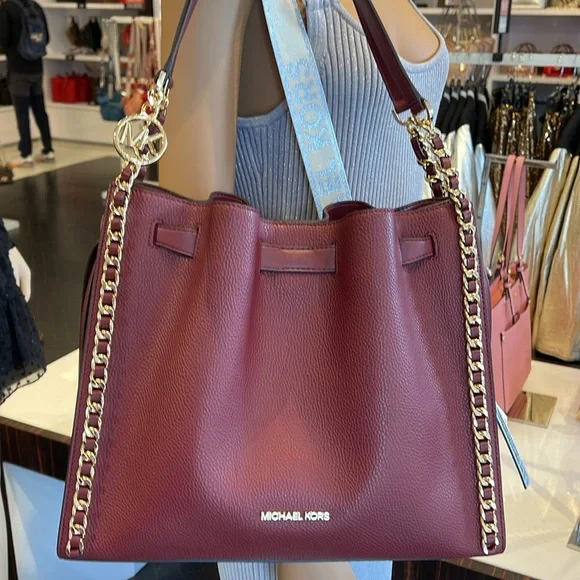 MICHAEL KORS
Mina Large Chain Shoulder Tote Bag
Dark Cherry 
NWT - Picture 8 of 16